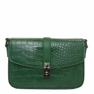 Brand New with Tag Dark Green David Jones Crocodile-Embossed Leather Crossbody